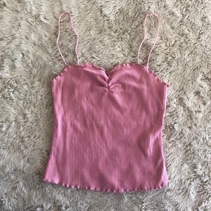 & other stories pink ribbed thin strap cami top